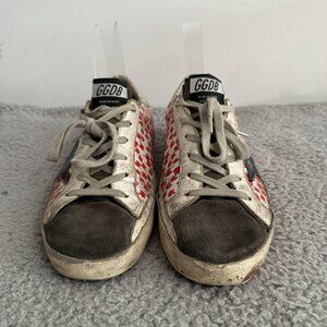 Golden Goose Superstar Shoes Sneakers Womens Size 40 Red Hearts Leather Italy